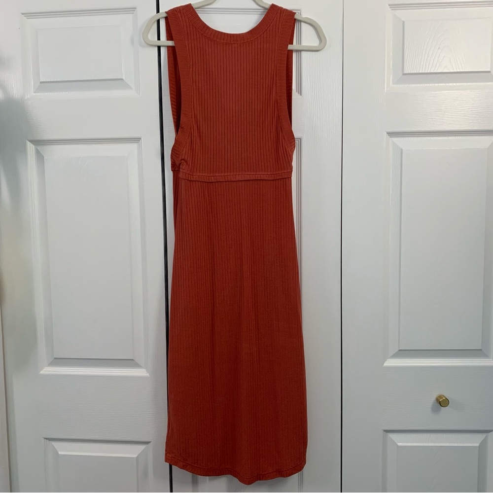 Free People Sleeveless Rising Sun Ribbed Faux Wrap Slit Dress - Picture 4 of 4